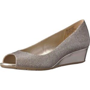 Bandolino Candra BDCANDRA3 Women's Gold Peep-Toe Wedge Heel Platform Pump Heel 6